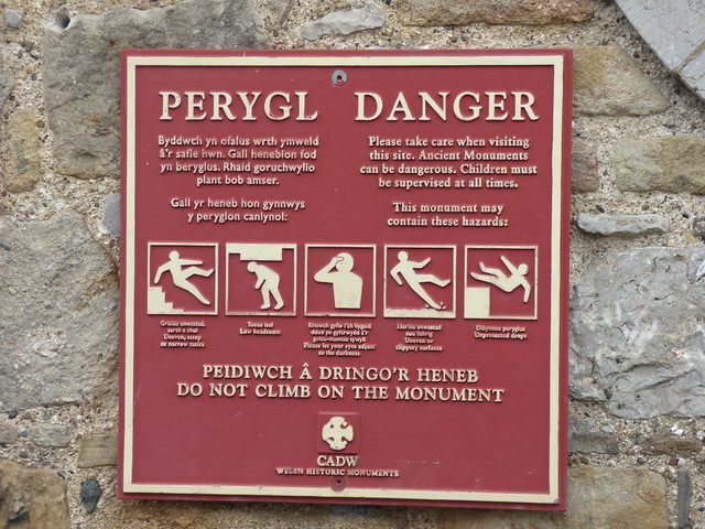 Beaumaris Castle - Danger plaque