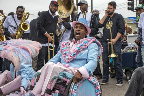 Rollin' Joe with Pigeon Town Steppers second line - April 1, 2018. Photo by Jamell Tate.