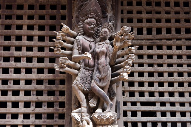 Wood carving of a temple in Patan