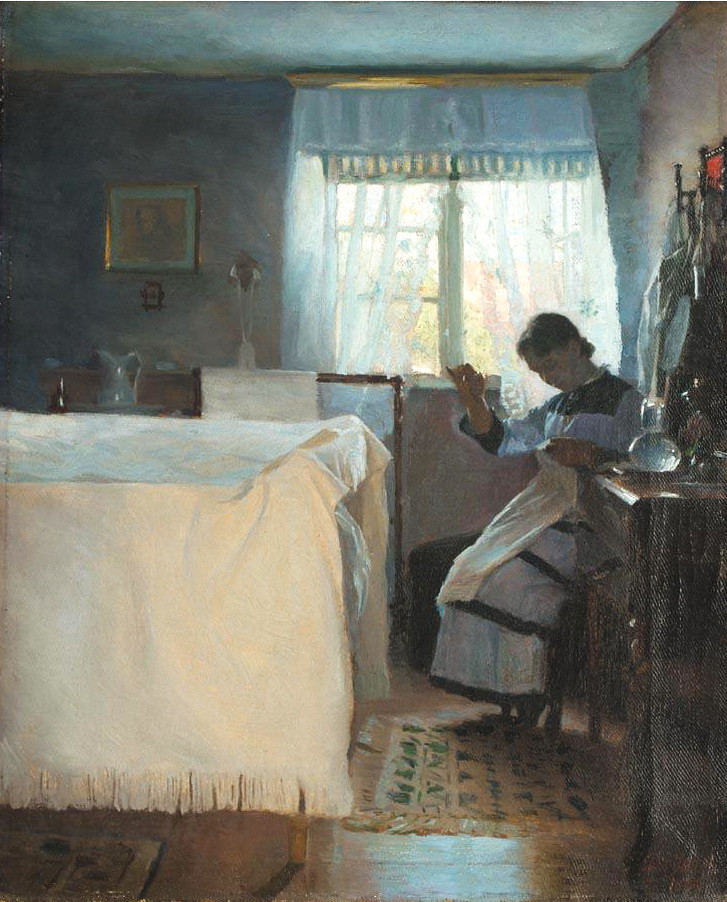 Peder Vilhelm Ilsted «Woman sewing by the window», 1886 г.