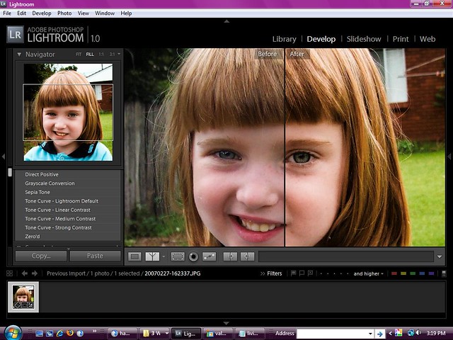 screencapture of lightroom edit of siobhan