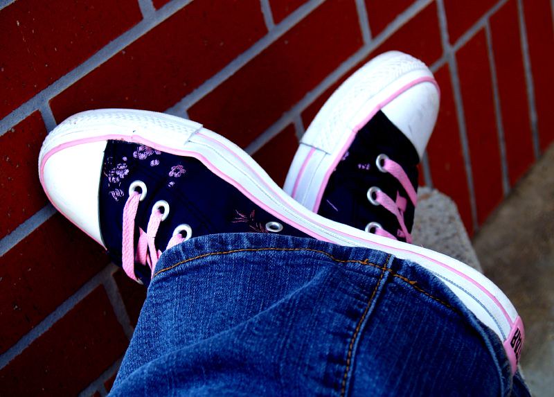 Pink N' Black Satin Converse | I am so thrilled to have thes… | Flickr