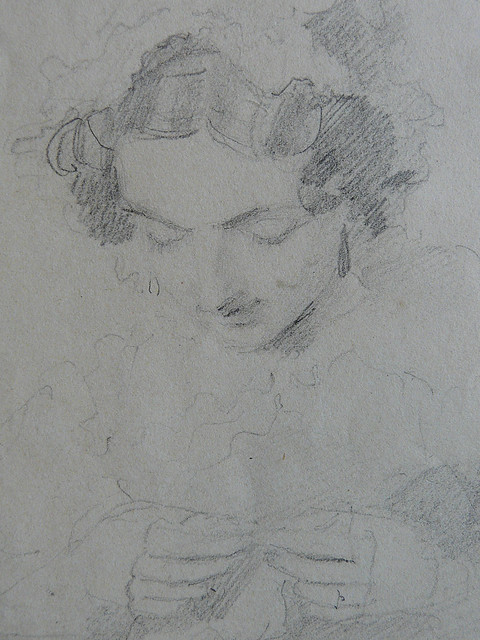 CONSTABLE John - Jeune Femme cousant, coiffée d'un Bonnet (Louvre RF6108) - Detail 07