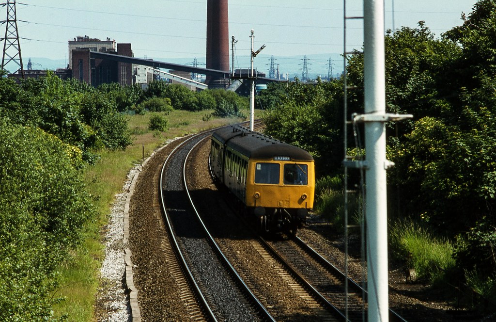 Class 105 DMU near Clifton, Greater Manchester, April 1981 [slide 8174]