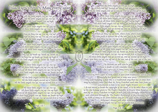 Lilac Lyrics for 25 May every year 2 pages 1 sheet