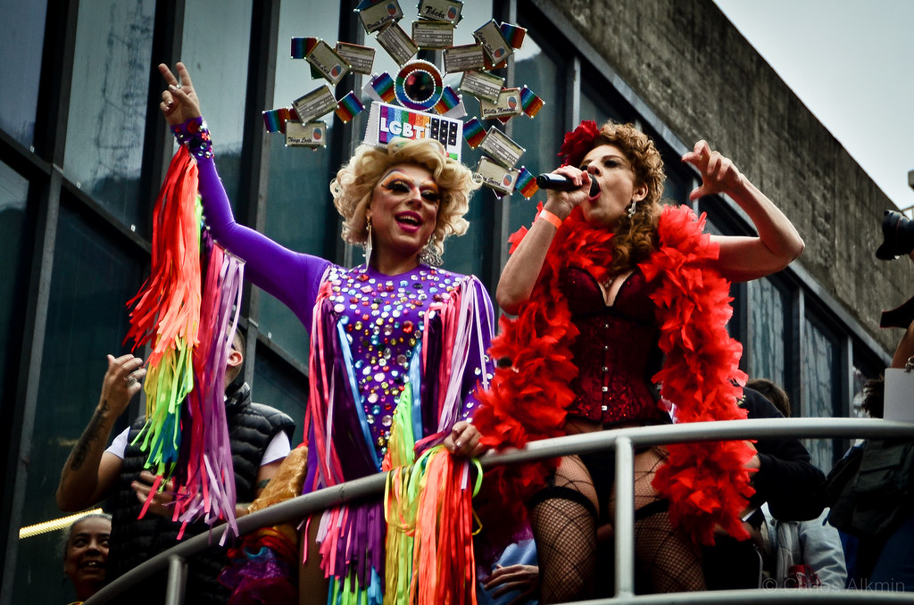 Actress Christiane Tricerri (right) and Drag Queen Tchaka at LGBTI+ Pride Parade - Sao Paulo