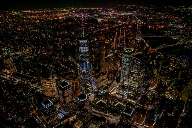 Lower Manhattan: One World Trade Center, Brooklyn Bridge & Manhattan Bridge from FlyNYON Helicopter