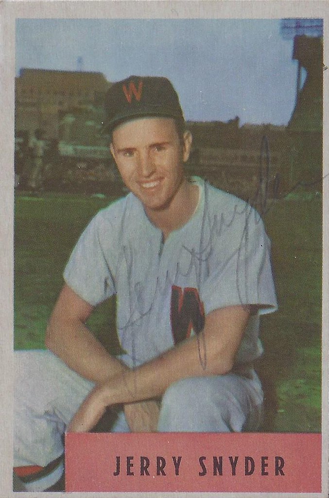 1954 Bowman - Jerry Snyder #216 (Infielder) - Autographed Baseball Card (Washington Senators)