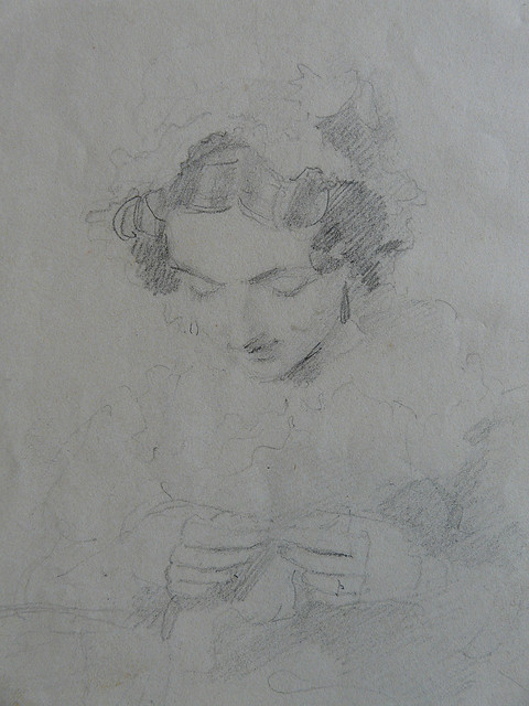 CONSTABLE John - Jeune Femme cousant, coiffée d'un Bonnet (Louvre RF6108) - Detail 04