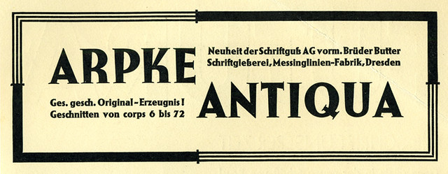 Schriftguß AG: Arpke Antiqua Ad, 1928