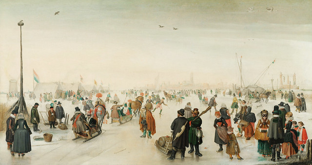 Enjoying the Ice near a Town (1620) oil painted by Hendrick Avercamp (1585-1634)