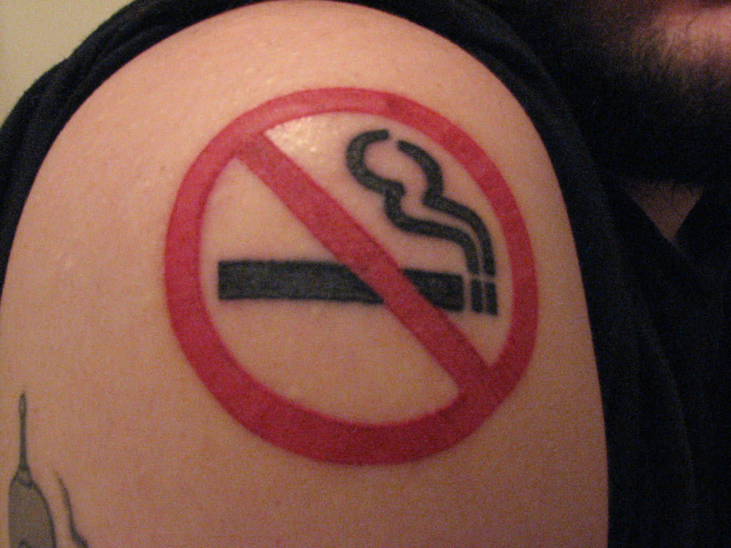No smoking... Old school "no smoking" tattoo I got on my