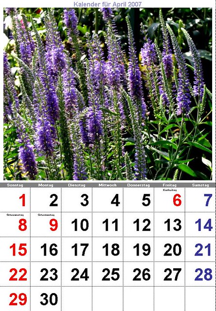 Kalender April 2007 / Calendar 2007-04