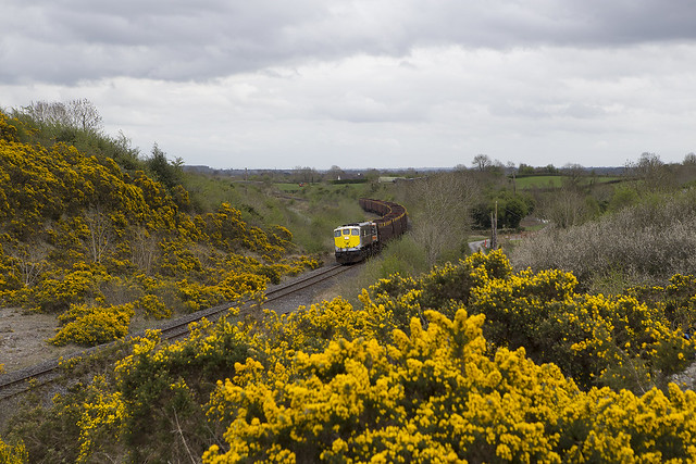 086 on Waterford-Westport empty timber train near Clara 03-May-13