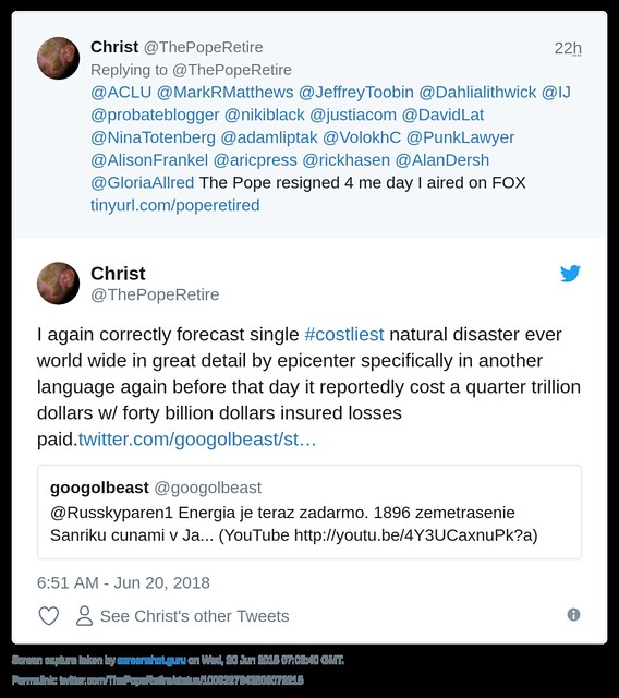 I correctly predicted the costliest natural disaster ever world wide in great detail before they tortured me in four point restraint with third degree burns that had to be cut off of a third of my body or i would die