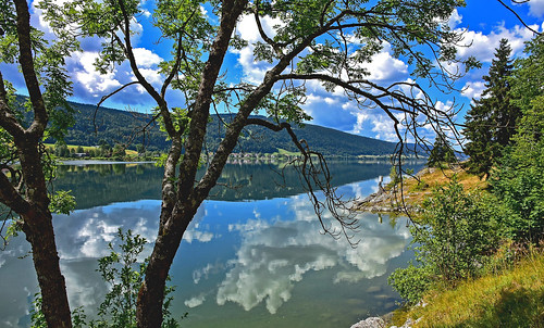 lelieu vaud suisse d7200 nikon nikonpassion payages lac valléedejoux lacdejoux reflets miroir ciel nuages arbres groupenuagesetciel