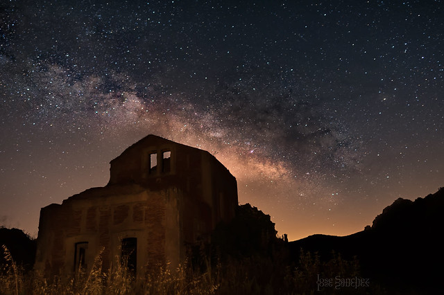 Milky way over old rail station