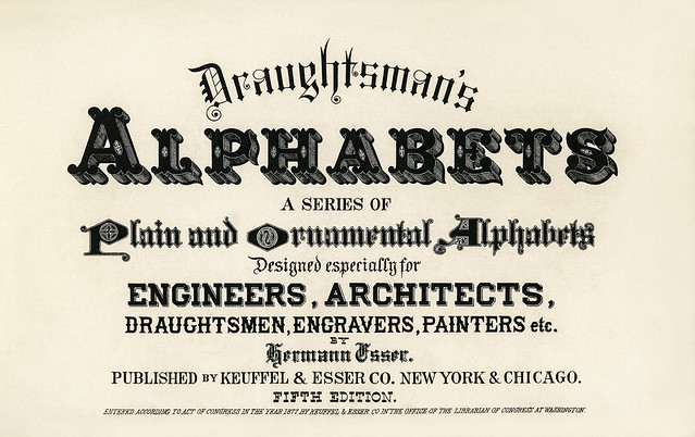 Different types of fonts from Draughtsman's Alphabets by Hermann Esser (1845–1908). Digitally enhanced from our own 5th edition of the publication.