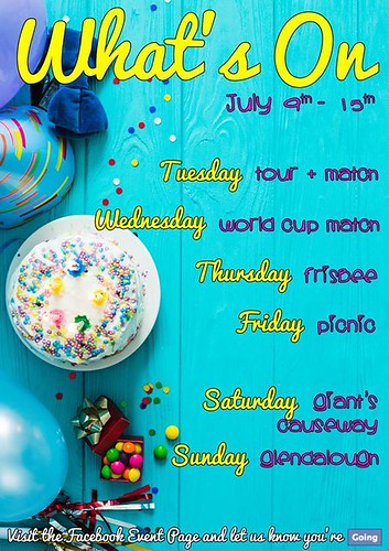 Here's our What's On for this week! We have loads of activities, including weekend private trips guided by one of our teachers to different places around Ireland!