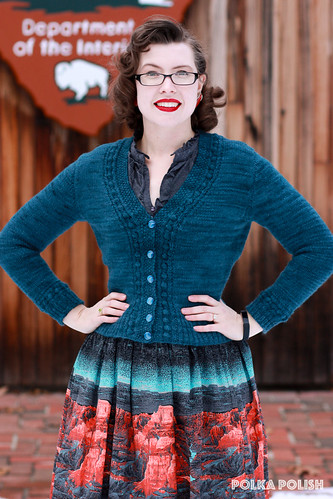 "Quick To Knit" cardigan & Millworth's Grand Canyon skirt | by polka.polish