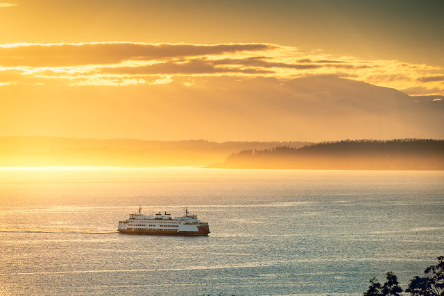 Ferry at Sunset, West Seattle