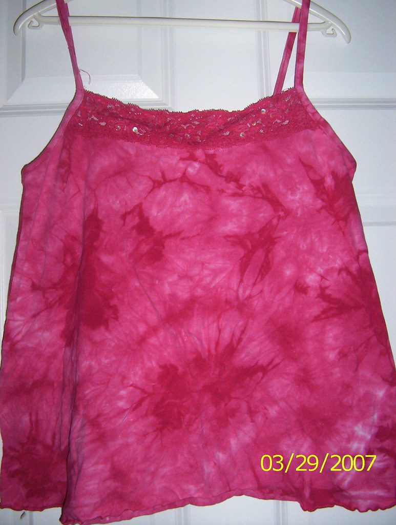 100_9265 | Hot pink Tie dye tank with sequins on lace trim. … | Flickr