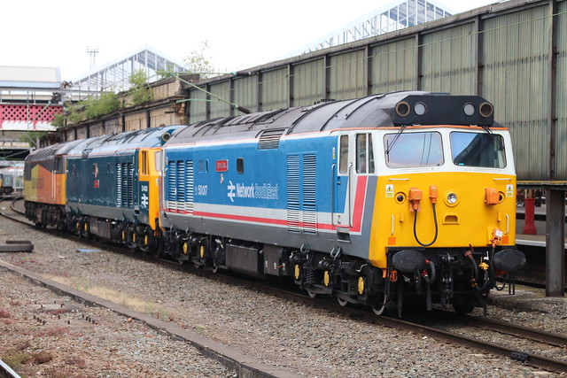 56049 on test at Crewe with 56096, 50050 and 50017 06/08/2018