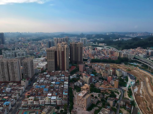 shenzhen china chine drone dji spark panorama longgang density city architecture urban planning