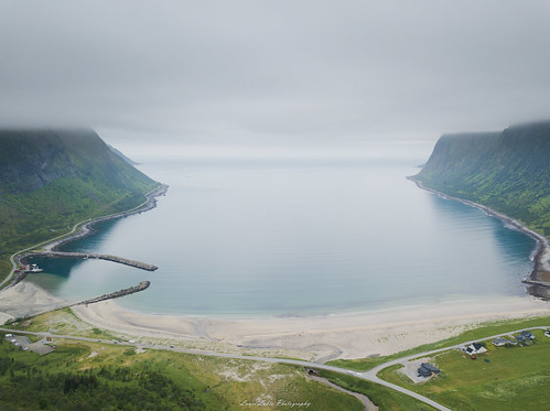 norway europe ersfjord beach aerial dji mavic pro nature landscape sand sea water fog mist mountains sky island isle grass amazing earth awesome drone holiday vacation summer 2018