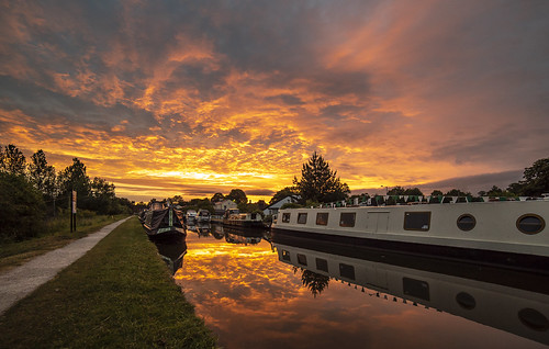 June sunrise by chaotic river, Bilsborrow wharf on the Lancaster canal. Shot with a Samyang 14mm lens.barge bilsborrow boat canal e