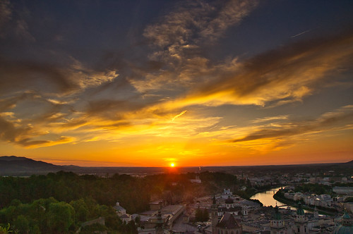 Sunset behind Salzburg by echumachenco, Photo taken from the Hohensalzburg fortress looking towards Bavaria on June 3rd, 2018.sunset evening