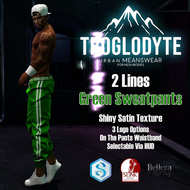 TROGLODYTE - 2 Lines Green Sweatpants