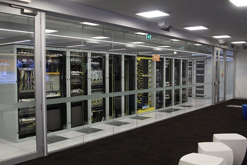 Comms racks at the NBN Co. 'National Test Facility' in Melbourne