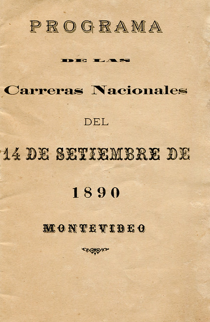 Programmheftchen eines Pferderennen in Montevideo im Jahr 1890, Titelblatt