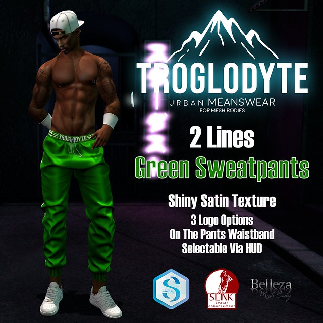 TROGLODYTE - 2 Lines Green Sweatpants