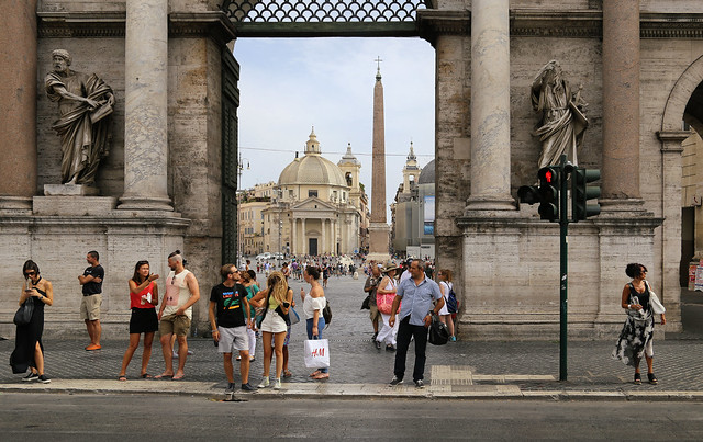 Porta del Popolo designed to impress the many pilgrims entering the Eternal City of Roma