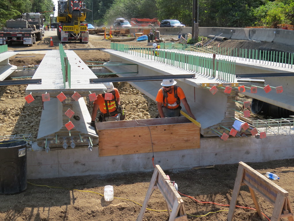 Preparing the concrete girder bridge.