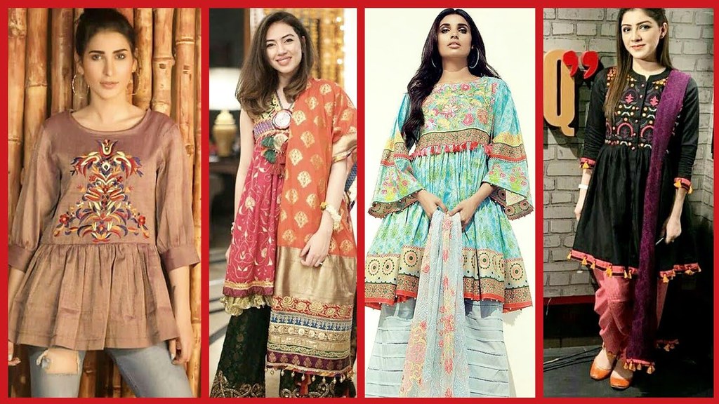 pakistani short frock design 2018