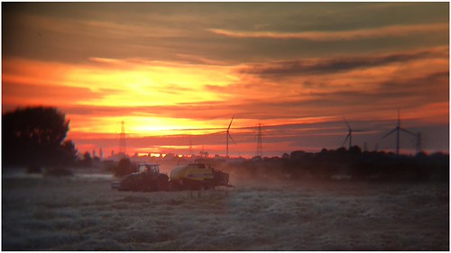 Baling at sunset by Andy Stones, Farmers making the most of the fading light sunlight sunset sunlit clouds cloud sky skywatching turb