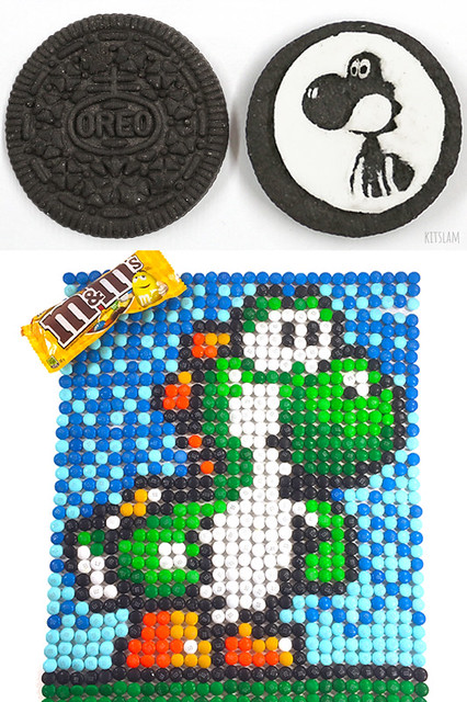 Yoshi Art - Artist creates Yoshi with candy - Food Art