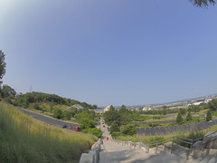 Fisheye view of the Lauritzen gardens visitor center.