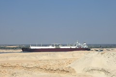 Transit Suez Canal Ship Passing Southbound Lane