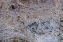 Maori rock art showing European ship near Duntroon