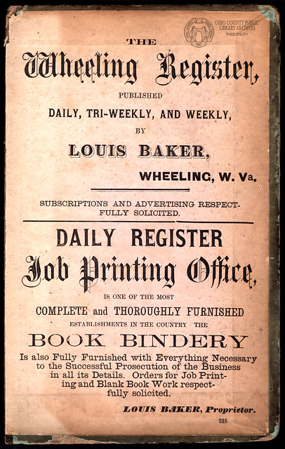 Wheeling Register Ad, 1865