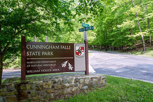 Photo of entry sign for Cunningham Falls State Park