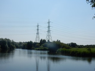 Pond with pylons Cheshunt to Broxbourne