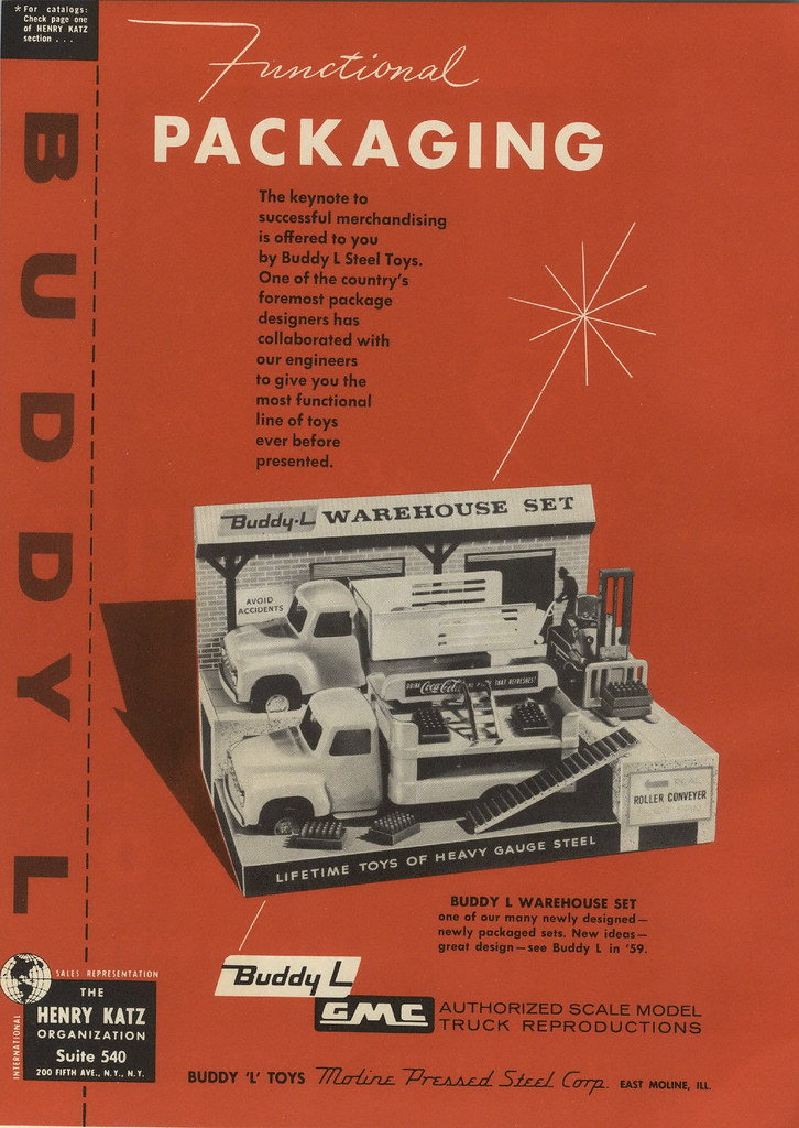 1959 PAPER AD Buddy L Toy Warehouse Set Coca-Cola Truck Box Packaging New Model