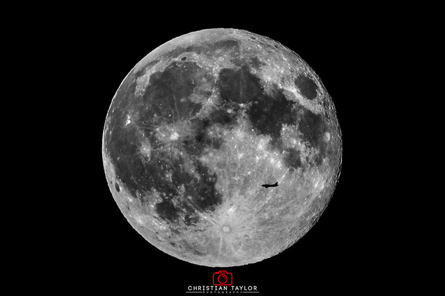 Full Moon with Plane Flybye