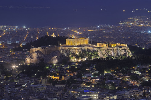 mountlycabettus athens greece acropolis parthenon night aegean sea andreapucci