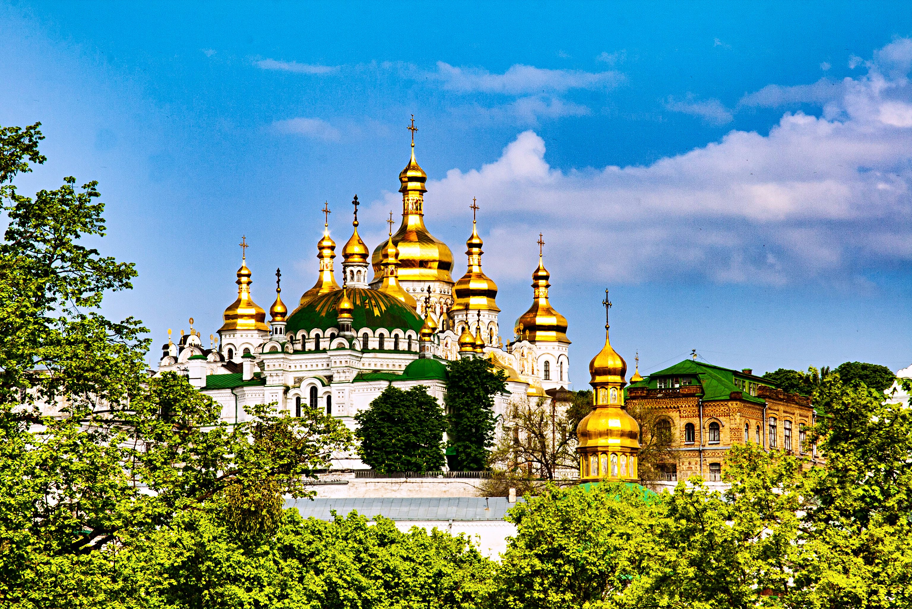 Holy Dormition Kyiv-Pechersk Lavra. The Refectory Church and  the Holy Dormition Cathidral.